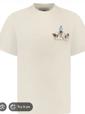 Filling Pieces Dog Walker Cream Short-Sleeve Tee Size Small
